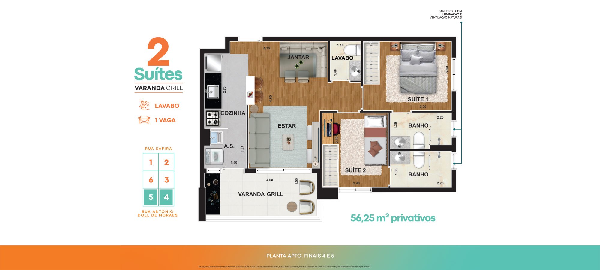 Planta do apartamento - opção 3