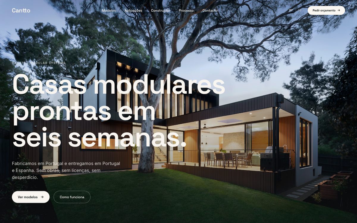 Site da Cantto, casas modulares
